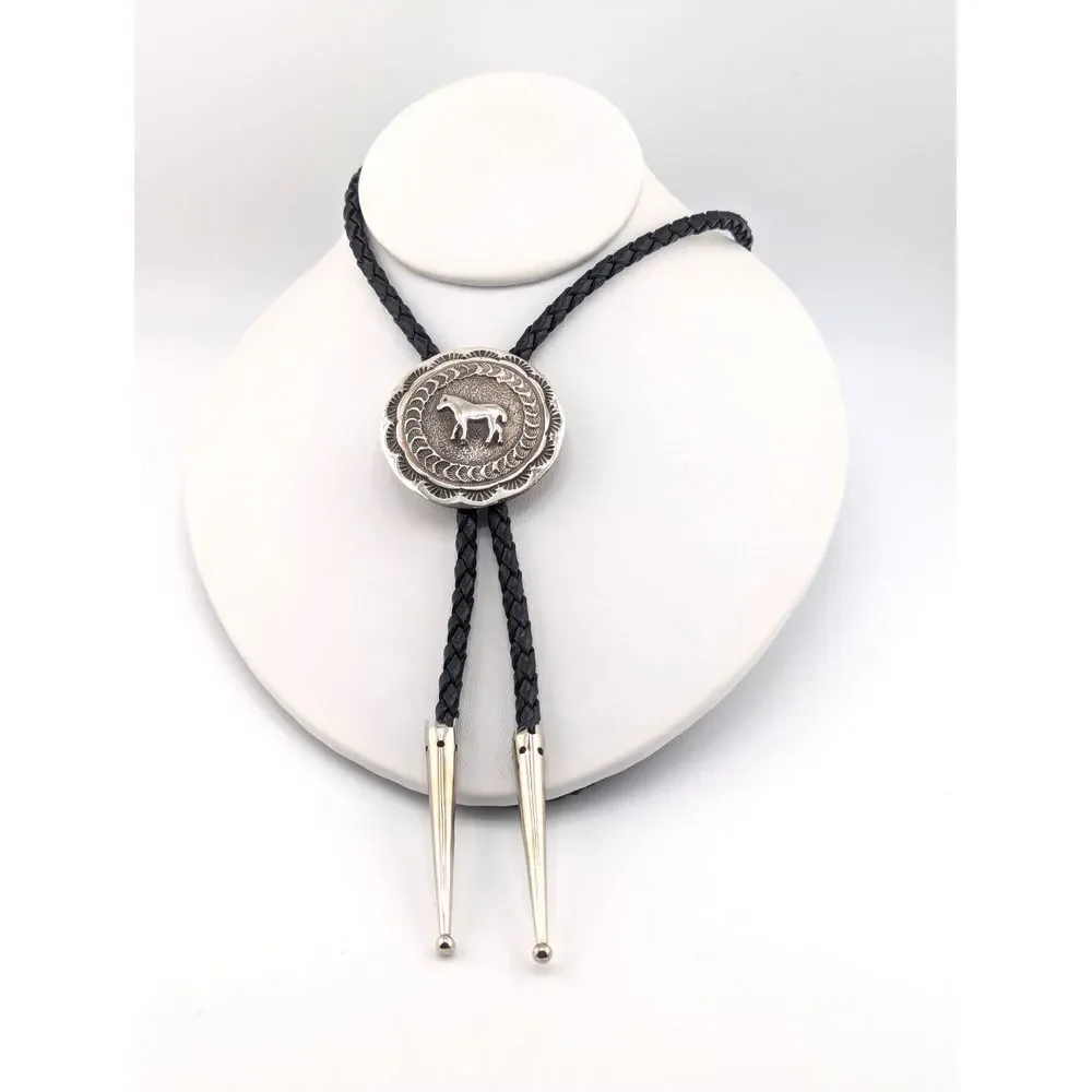 Bolo Tie‎ for Men, Sterling Silver, Horse Design Handmade***